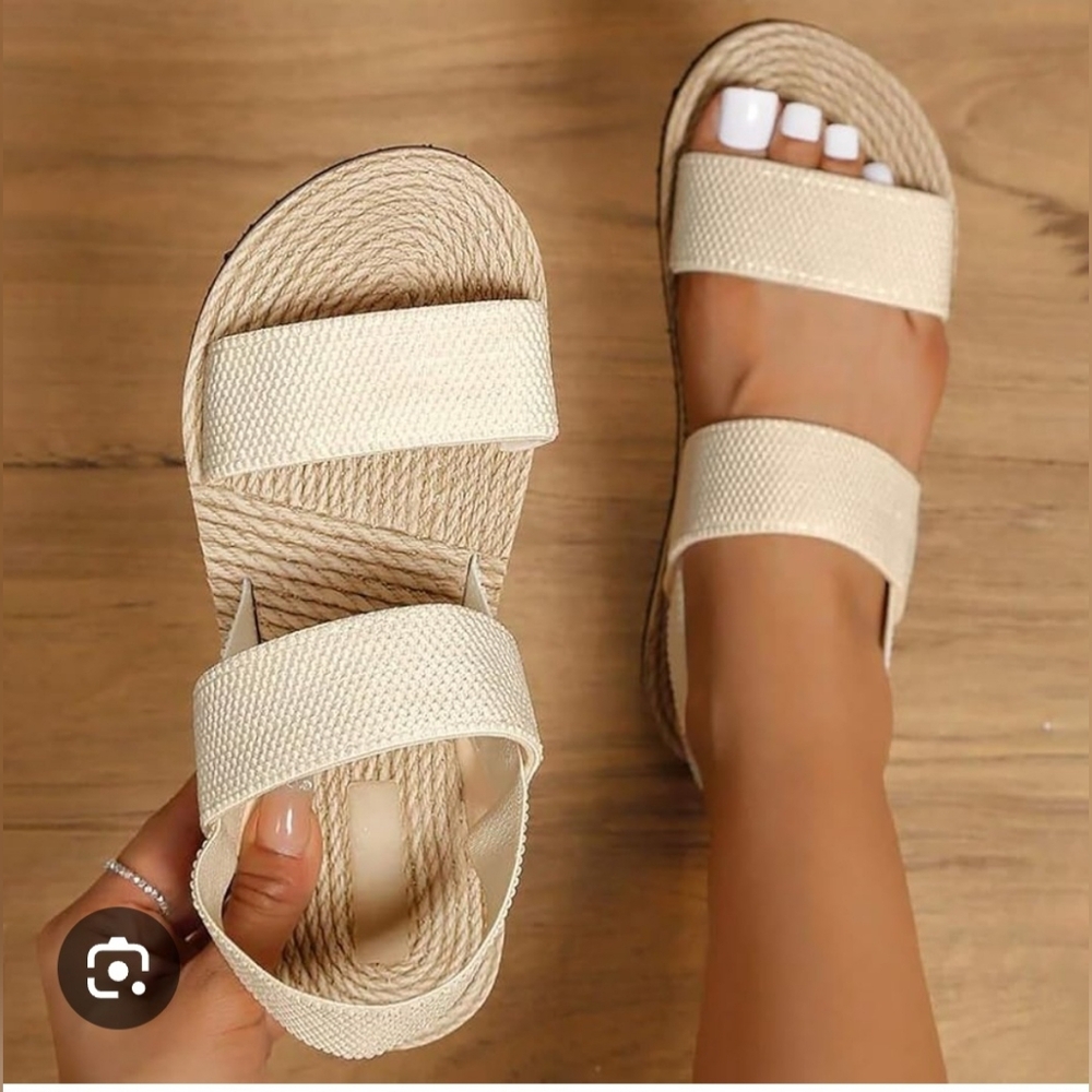 Women's Cream Dual-Strap Comfort Sandals